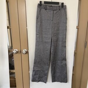 White House Black Market Womens 2 Grey Linen Blend Trousers Dress Pants
